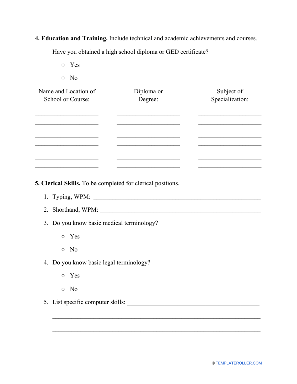Job Application Template, Page 4