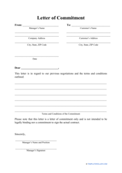 Document preview: Letter of Commitment Template