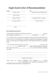 Eagle Scout Letter of Recommendation Template