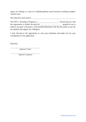 Pharmacy Residency Letter of Intent Template, Page 2