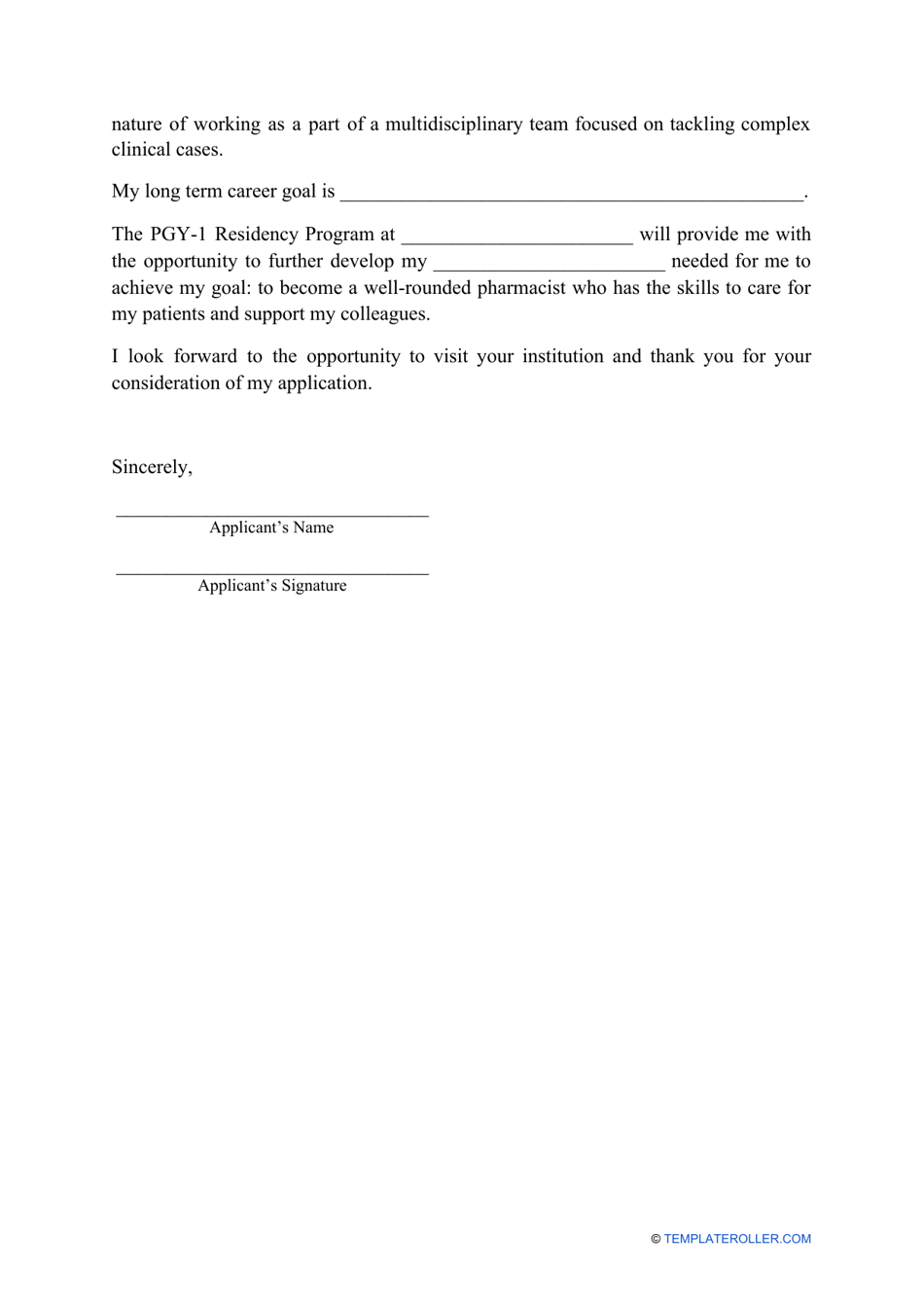 Pharmacy Residency Letter of Intent Template Download Printable PDF ...