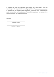 Residency Letter of Intent Template, Page 2