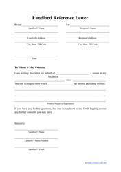 &quot;Landlord Reference Letter Template&quot;