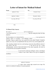 Document preview: Medical School Letter of Intent Template