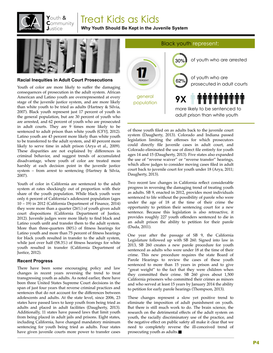 Treat Kids as Kids: Why Youth Should Be Kept in the Juvenile Justice System, Page 4