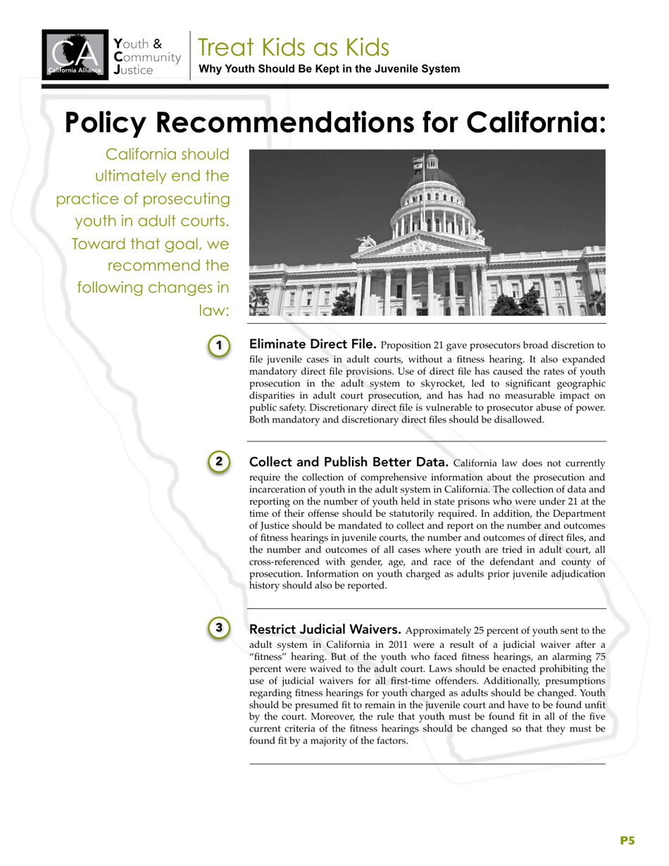 Treat Kids as Kids: Why Youth Should Be Kept in the Juvenile Justice System, Page 5