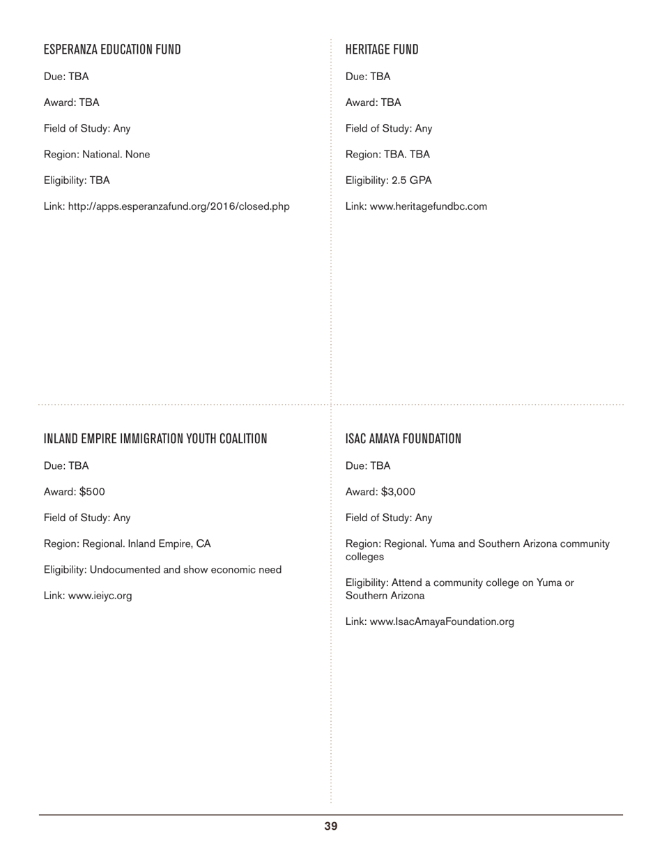 2016-2017 List of Undergraduate Scholarships That Dont Require Proof of U.S. Citizenship or Legal Permanent Residency, Page 39