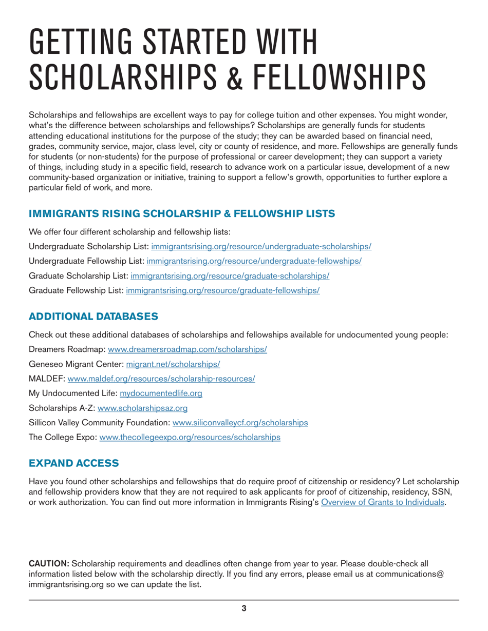 2020 List of Undergraduate Scholarships That Dont Require Proof of U.S. Citizenship or Legal Permanent Residency, Page 3