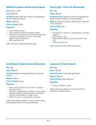 2020 List of Undergraduate Scholarships That Don&#039;t Require Proof of U.S. Citizenship or Legal Permanent Residency, Page 51