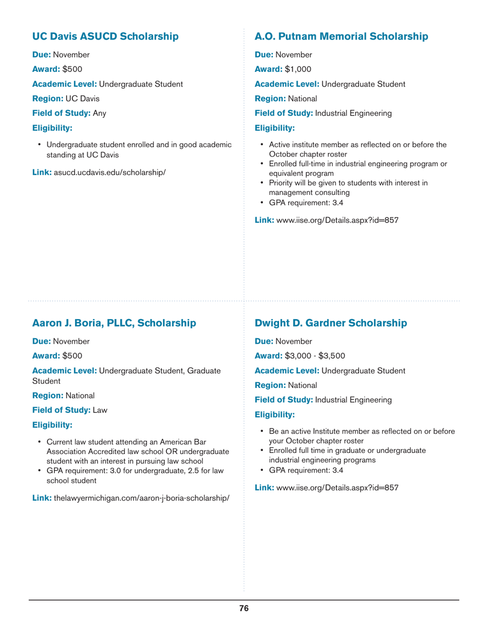 2020 List of Undergraduate Scholarships That Dont Require Proof of U.S. Citizenship or Legal Permanent Residency, Page 76