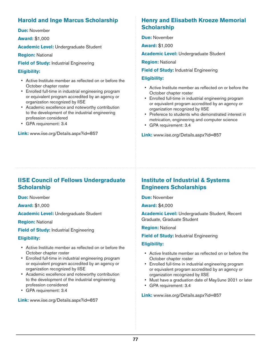 2020 List of Undergraduate Scholarships That Dont Require Proof of U.S. Citizenship or Legal Permanent Residency, Page 77