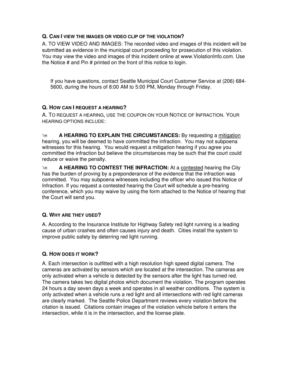 Frequently Asked Questions - Red Light Photo Enforcement Program - Washington, Page 3