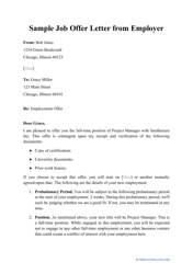 Sample &quot;Job Offer Letter From Employer&quot;