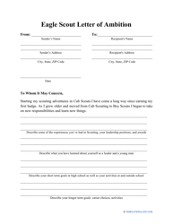 Document preview: Eagle Scout Letter of Ambition Template