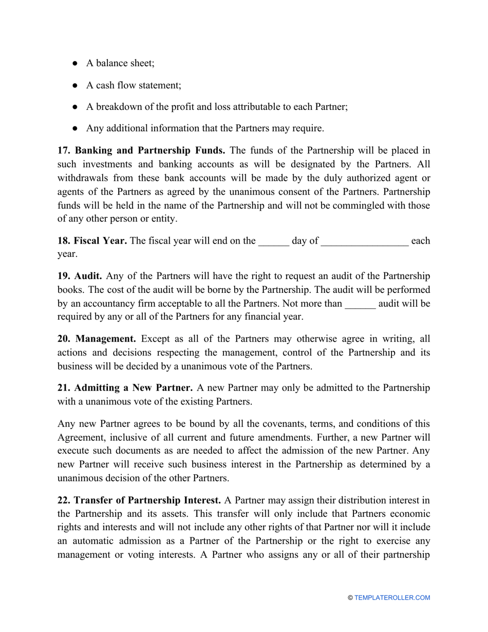 Partnership Agreement Template, Page 4