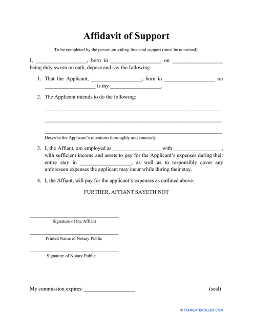 Affidavit of Support Form