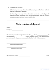 Affidavit of Service Form, Page 2