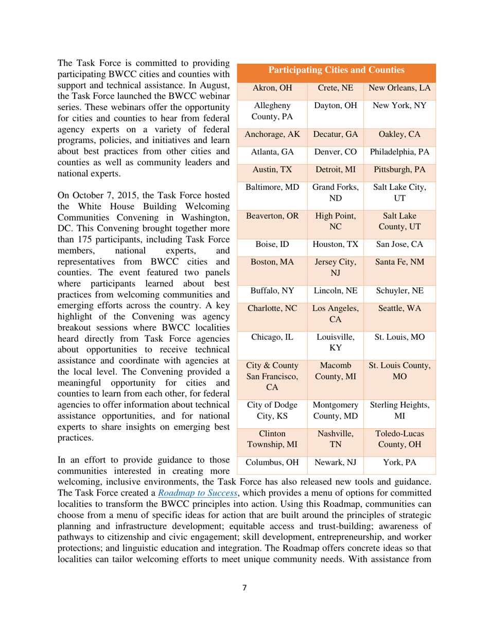 White House Task Force on New Americans One-Year Progress Report, Page 12