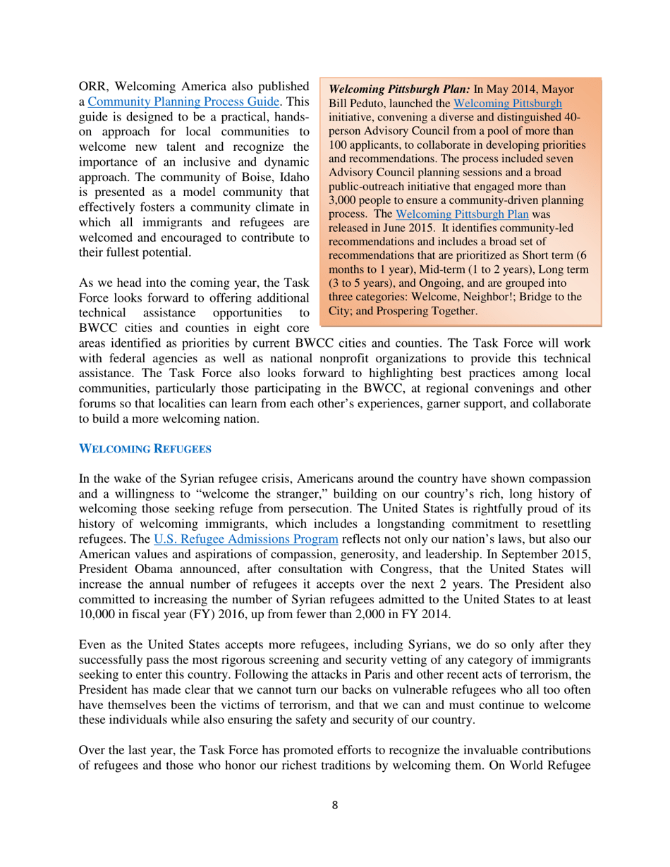 White House Task Force on New Americans One-Year Progress Report, Page 13
