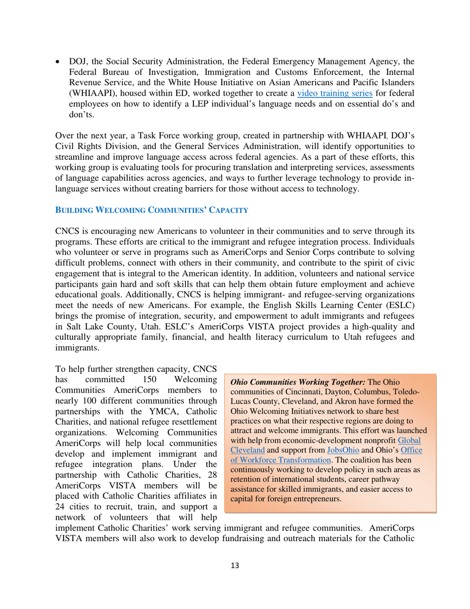 White House Task Force on New Americans One-Year Progress Report, Page 18