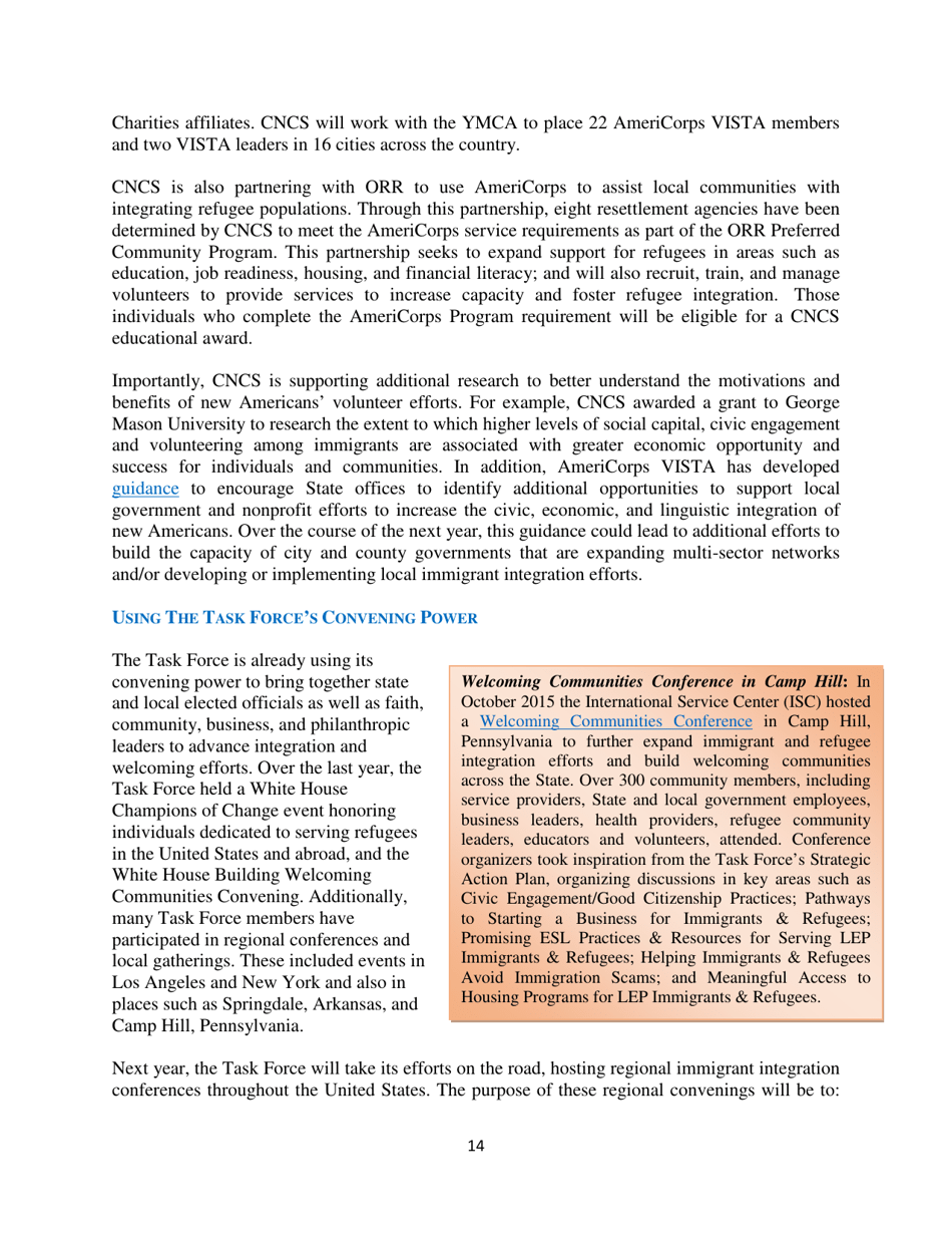White House Task Force on New Americans One-Year Progress Report, Page 19