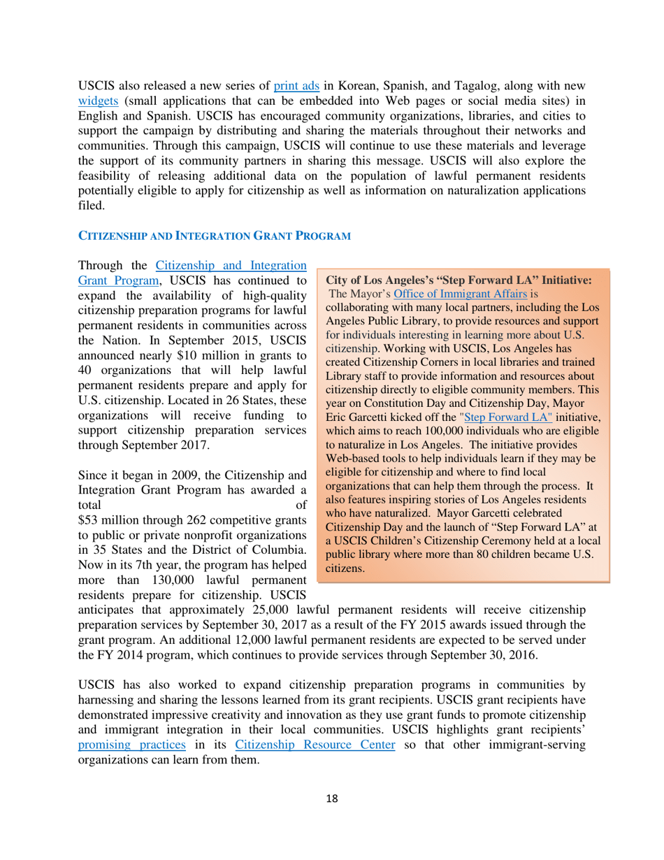 White House Task Force on New Americans One-Year Progress Report, Page 23