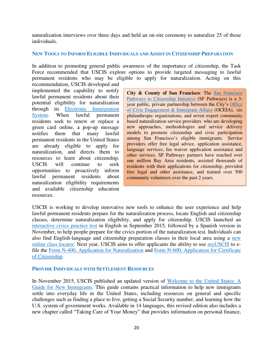 White House Task Force on New Americans One-Year Progress Report, Page 25
