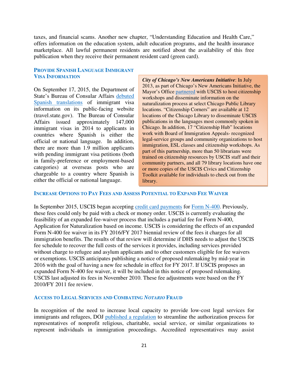 White House Task Force on New Americans One-Year Progress Report, Page 26