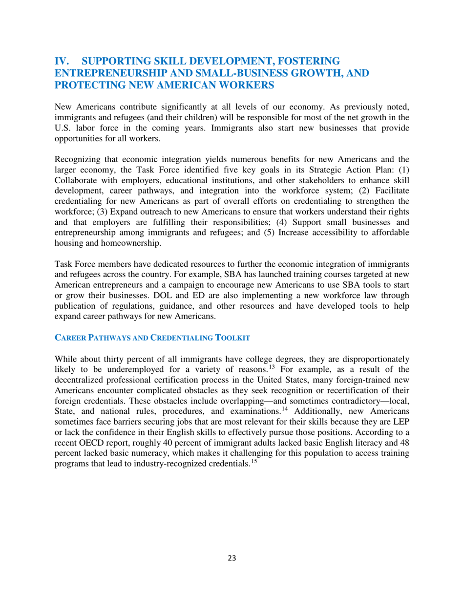 White House Task Force on New Americans One-Year Progress Report, Page 28