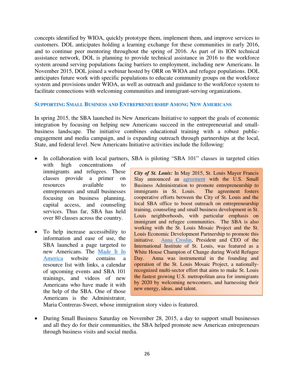 White House Task Force on New Americans One-Year Progress Report, Page 31