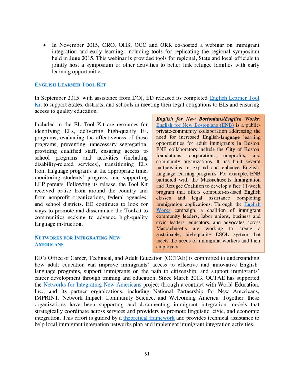 White House Task Force on New Americans One-Year Progress Report, Page 36