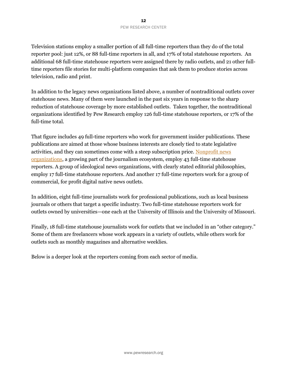 Americas Shifting Statehouse Press: Can New Players Compensate for Lost Legacy Reporters? - Pew Research Center, Page 13