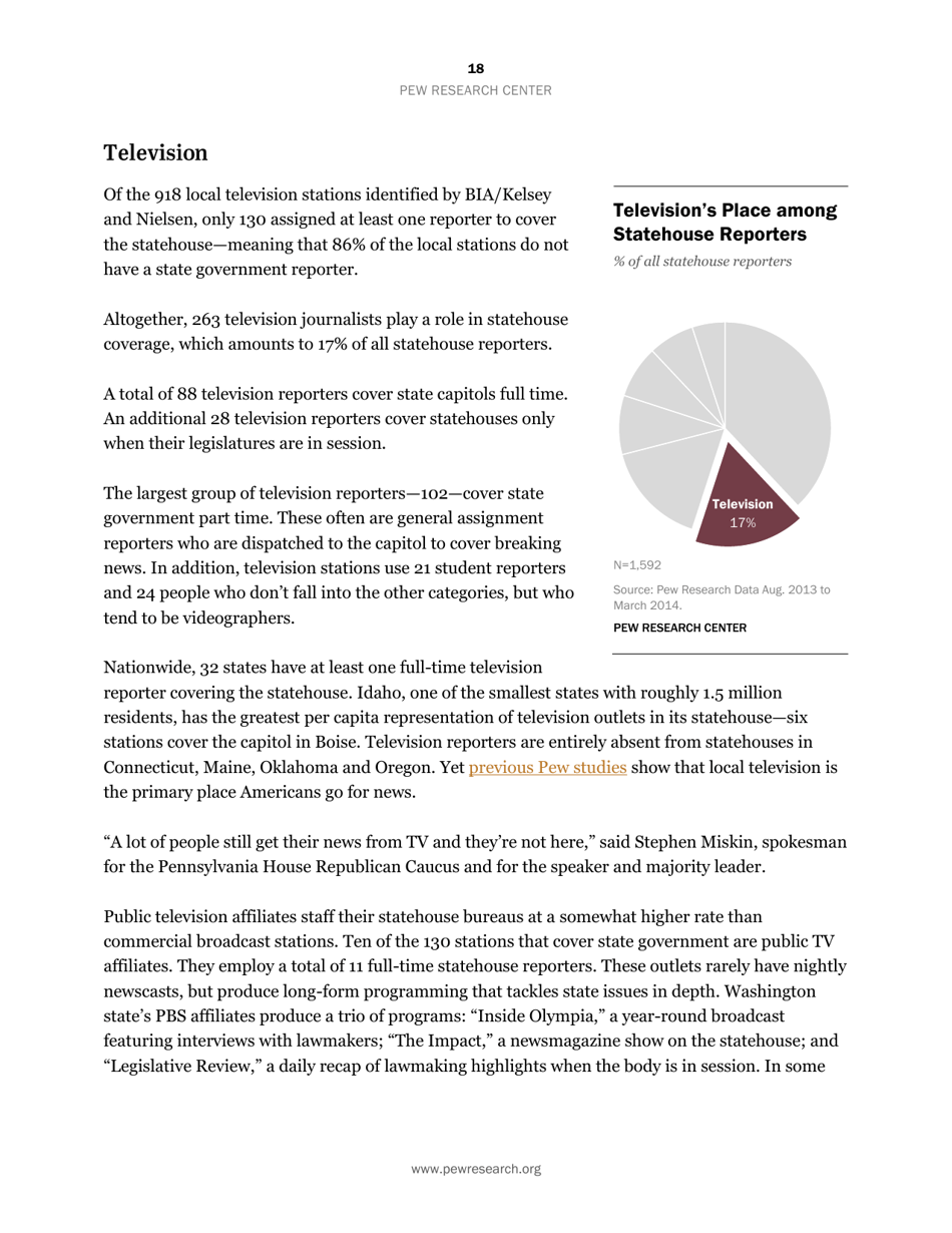 Americas Shifting Statehouse Press: Can New Players Compensate for Lost Legacy Reporters? - Pew Research Center, Page 19