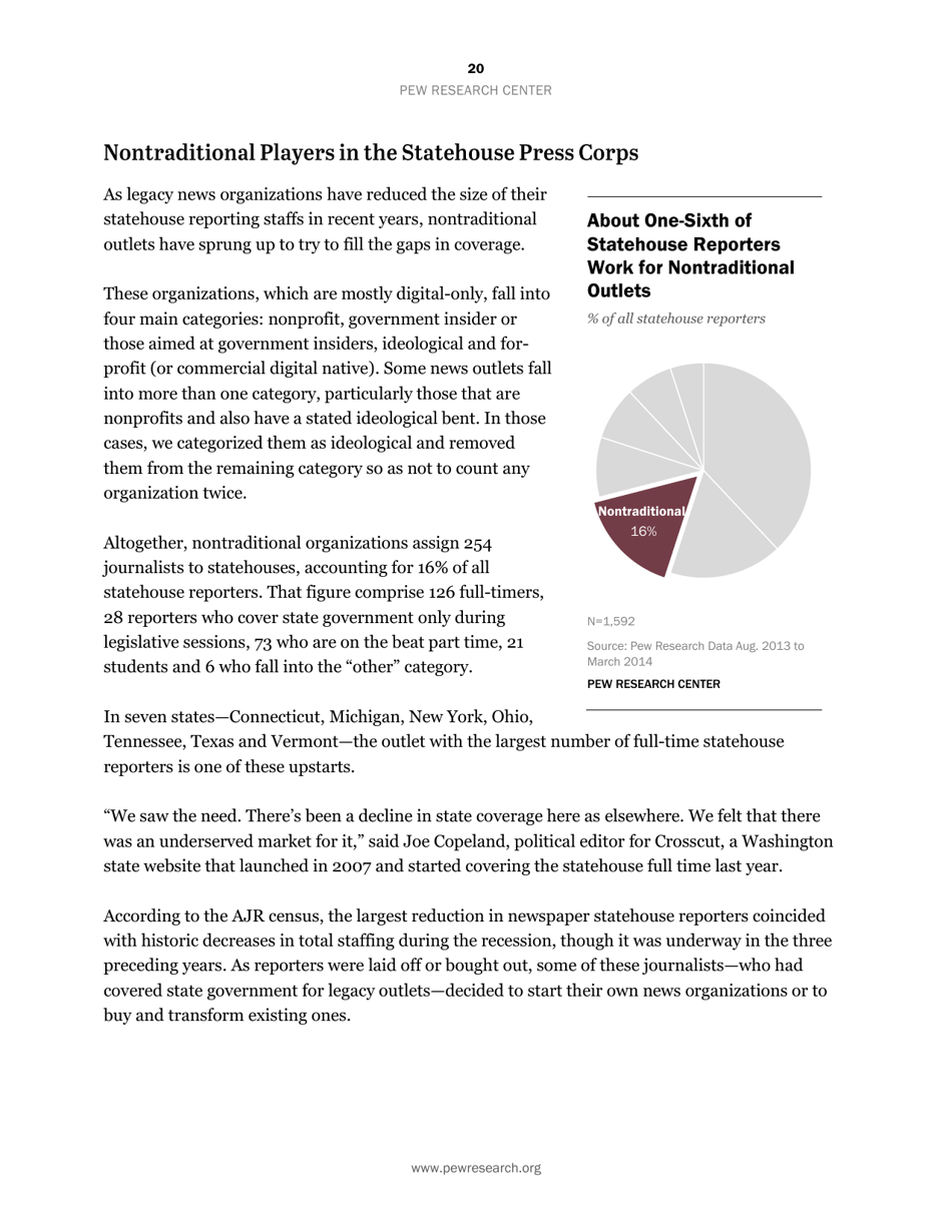 Americas Shifting Statehouse Press: Can New Players Compensate for Lost Legacy Reporters? - Pew Research Center, Page 21