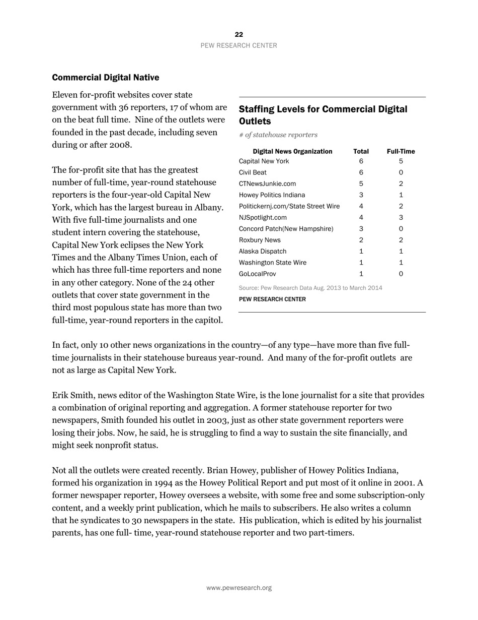 Americas Shifting Statehouse Press: Can New Players Compensate for Lost Legacy Reporters? - Pew Research Center, Page 23