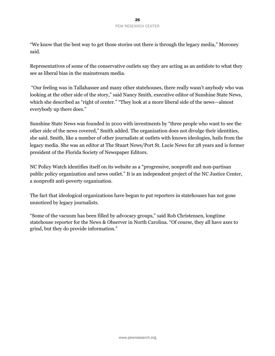 Americas Shifting Statehouse Press: Can New Players Compensate for Lost Legacy Reporters? - Pew Research Center, Page 27