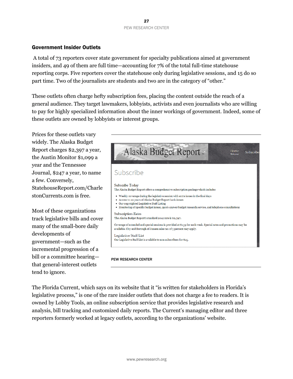 Americas Shifting Statehouse Press: Can New Players Compensate for Lost Legacy Reporters? - Pew Research Center, Page 28