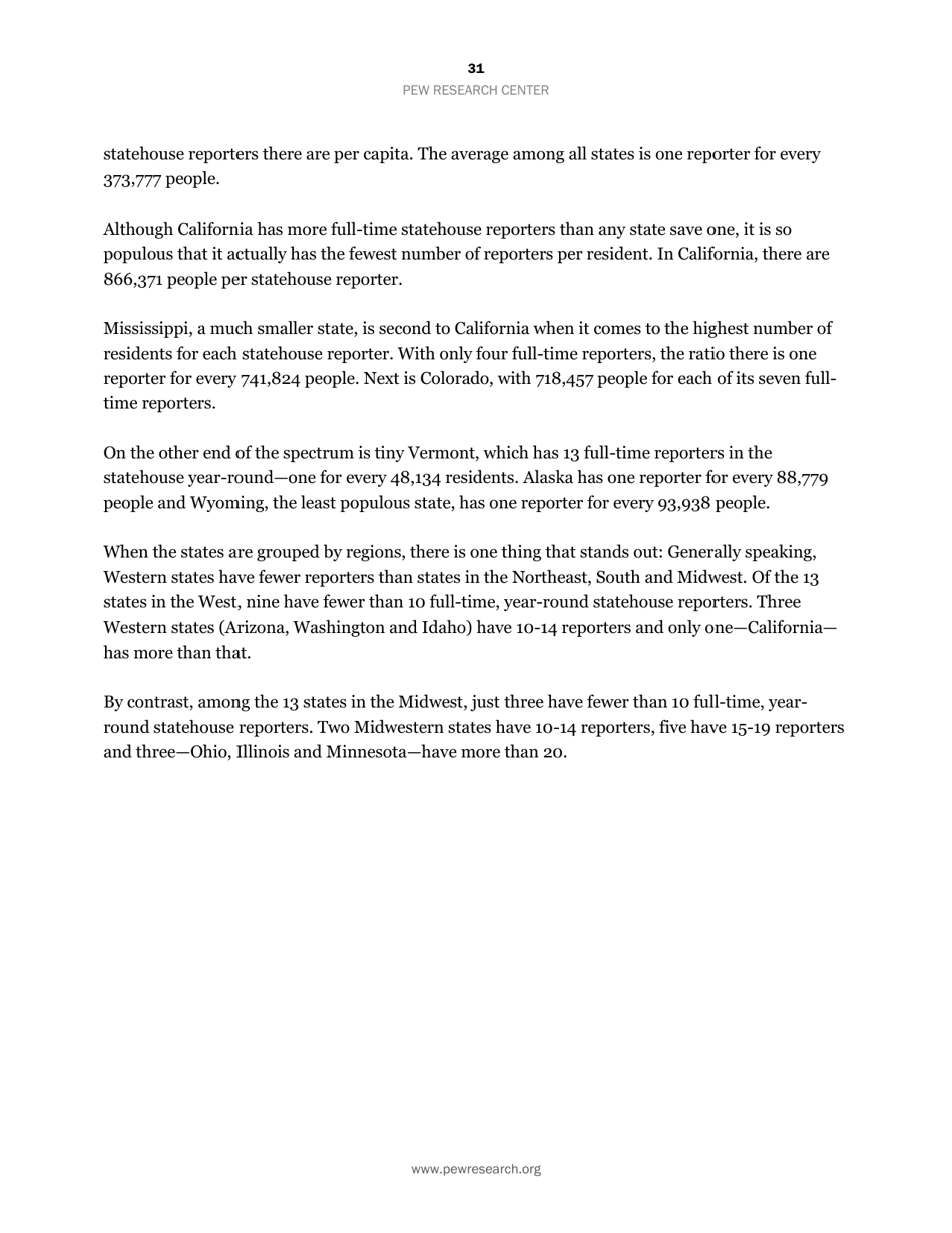 Americas Shifting Statehouse Press: Can New Players Compensate for Lost Legacy Reporters? - Pew Research Center, Page 32
