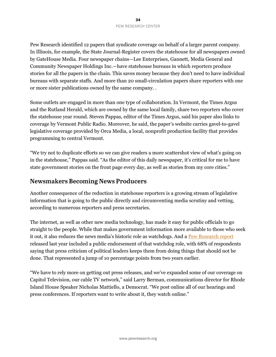 Americas Shifting Statehouse Press: Can New Players Compensate for Lost Legacy Reporters? - Pew Research Center, Page 35