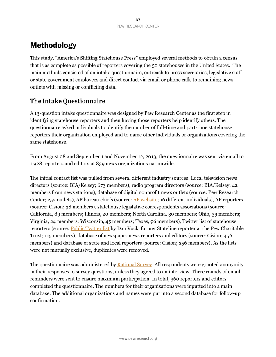 Americas Shifting Statehouse Press: Can New Players Compensate for Lost Legacy Reporters? - Pew Research Center, Page 38
