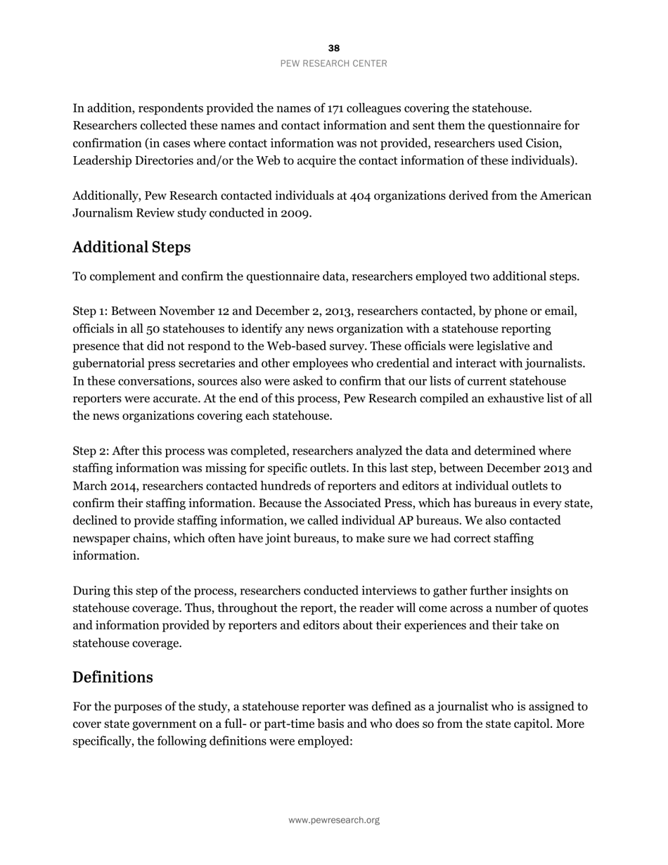 Americas Shifting Statehouse Press: Can New Players Compensate for Lost Legacy Reporters? - Pew Research Center, Page 39