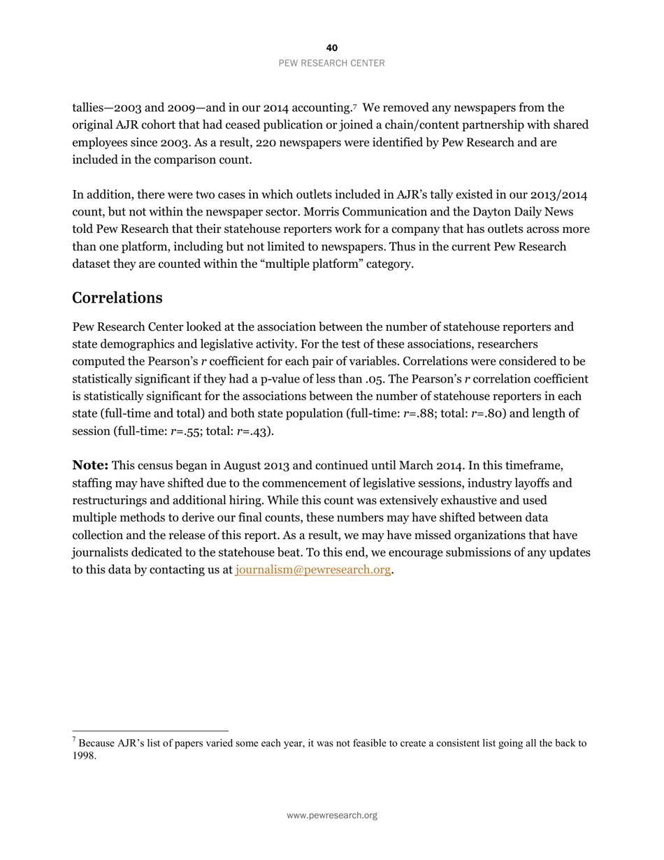 Americas Shifting Statehouse Press: Can New Players Compensate for Lost Legacy Reporters? - Pew Research Center, Page 41