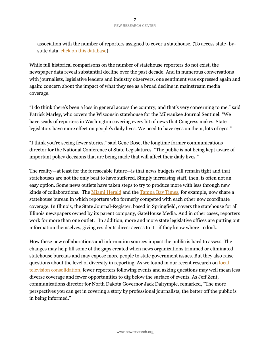 Americas Shifting Statehouse Press: Can New Players Compensate for Lost Legacy Reporters? - Pew Research Center, Page 8