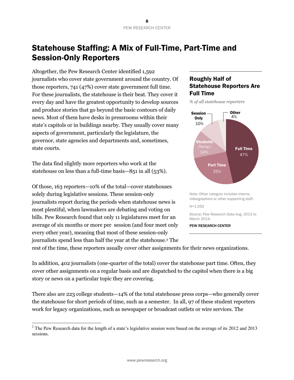 Americas Shifting Statehouse Press: Can New Players Compensate for Lost Legacy Reporters? - Pew Research Center, Page 9