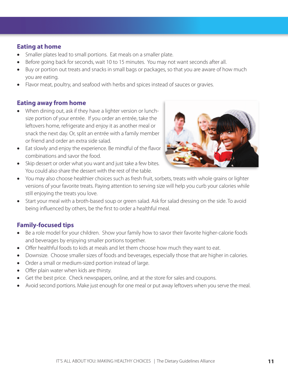 Its All About You: Making Healthy Choices - the Dietary Guidelines Alliance, Page 11