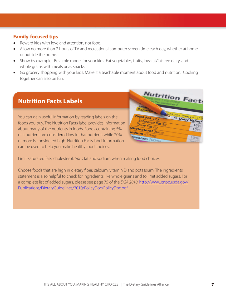 Its All About You: Making Healthy Choices - the Dietary Guidelines Alliance, Page 7