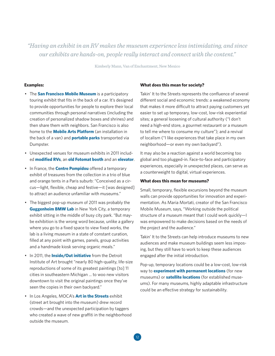 Trends Watch: Museums and the Pulse of the Future - American Association of Museums, Page 12