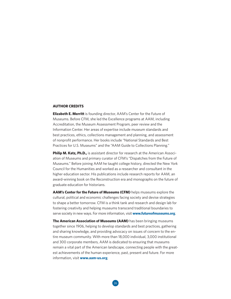 Trends Watch: Museums and the Pulse of the Future - American Association of Museums, Page 26