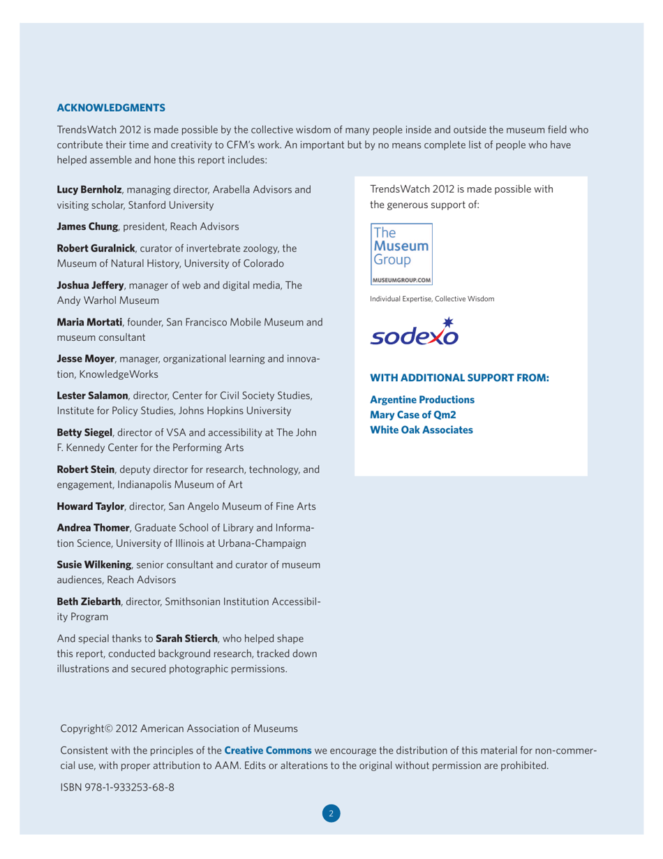 Trends Watch: Museums and the Pulse of the Future - American Association of Museums, Page 2