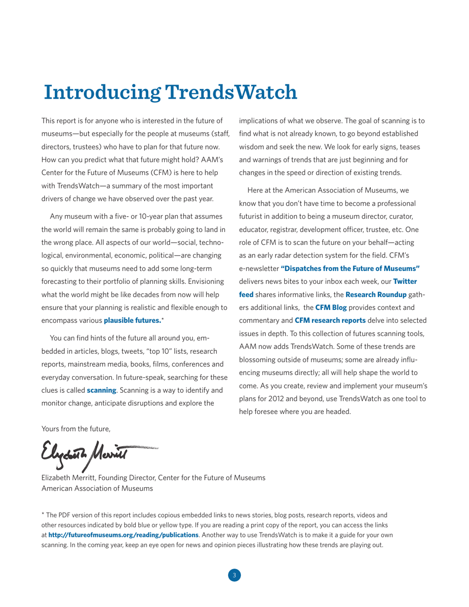 Trends Watch: Museums and the Pulse of the Future - American Association of Museums, Page 3